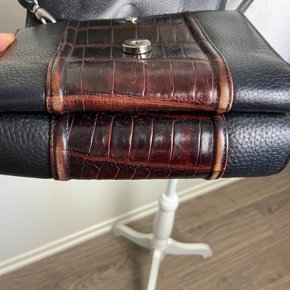 Brighton Black Croc Leather Clutch/Shoulder/Crossbody Organizer Bag Wallet - Picture 11 of 11